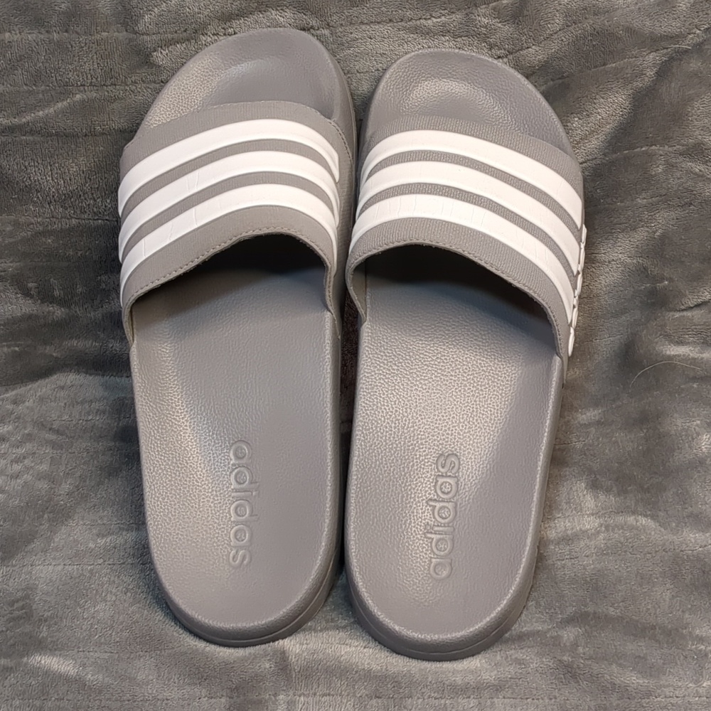 Adidas Gray and White Slide Sandals - Picture 4 of 16
